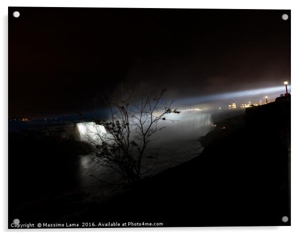 Nocturne of Niagara falls Acrylic by Massimo Lama