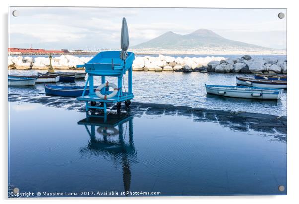 Vesuvius on boat backround Acrylic by Massimo Lama