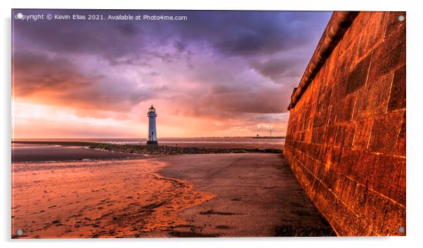 Lighthouse sunset Acrylic by Kevin Elias