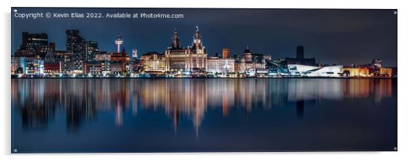 Captivating Liverpool Skyline Reflections Acrylic by Kevin Elias