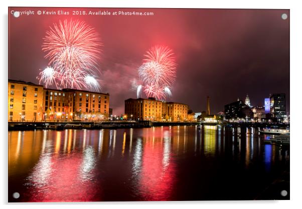 Albert dock fireworks Liverpool Acrylic by Kevin Elias