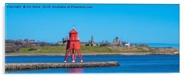 Herd Groyne lighthouse at South Shields Acrylic by Jim Wood
