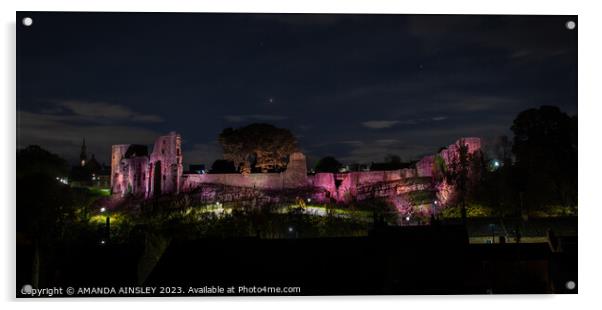 Barnard Castle at Night Acrylic by AMANDA AINSLEY