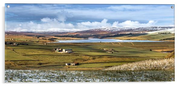 Winter at Selset Reservoir  Acrylic by AMANDA AINSLEY