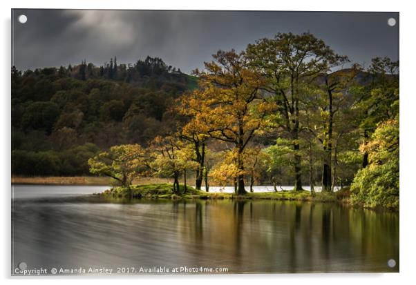 Rydal Water in Autumn Acrylic by AMANDA AINSLEY