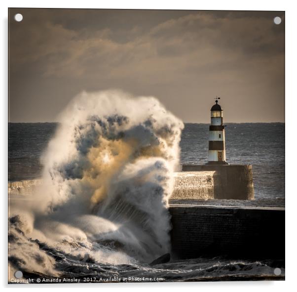 Crashing Waves at Seaham Acrylic by AMANDA AINSLEY