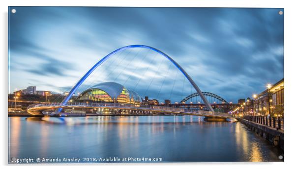 Gateshead Millennium Bridge Acrylic by AMANDA AINSLEY