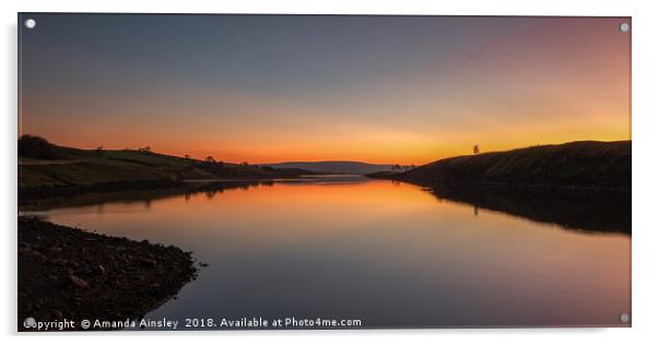 Radiant Sunrise Over Grassholme Reservoir Acrylic by AMANDA AINSLEY