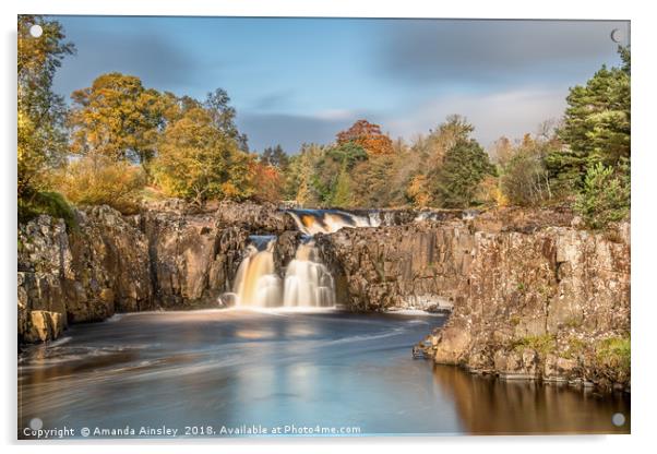 Autumn at Low Force in Teesdale Acrylic by AMANDA AINSLEY