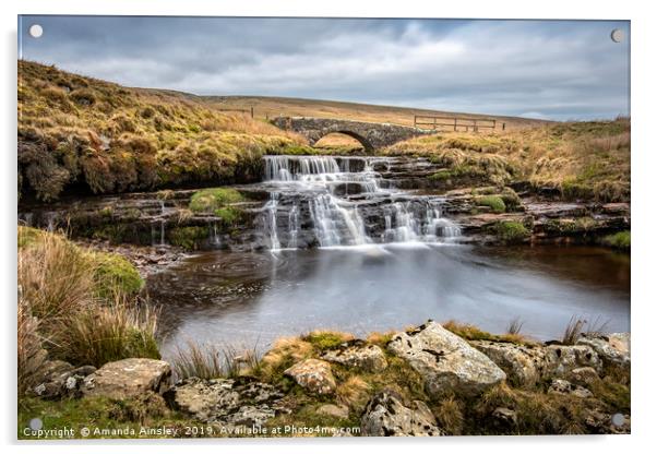 Majestic Stonesdale Beck Waterfall Acrylic by AMANDA AINSLEY