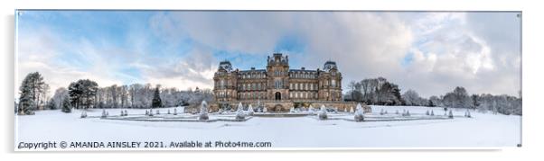 Winter at The Bowes Museum Acrylic by AMANDA AINSLEY