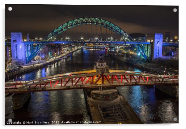'Tyne Bridges Glow' Acrylic by Mark Brownless