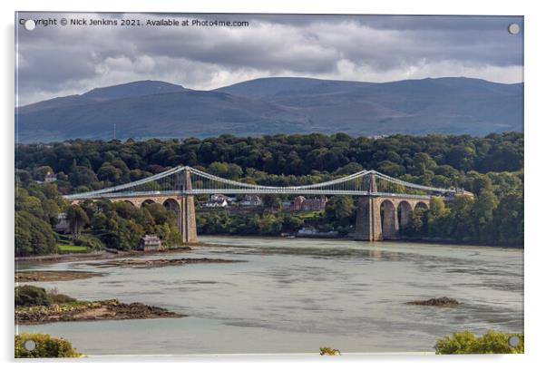Menai Bridge joining Anglesey with Mainland Wales  Acrylic by Nick Jenkins