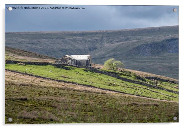 Derelict Barn above Aisgill Yorkshire Dales Cumbri Acrylic by Nick Jenkins