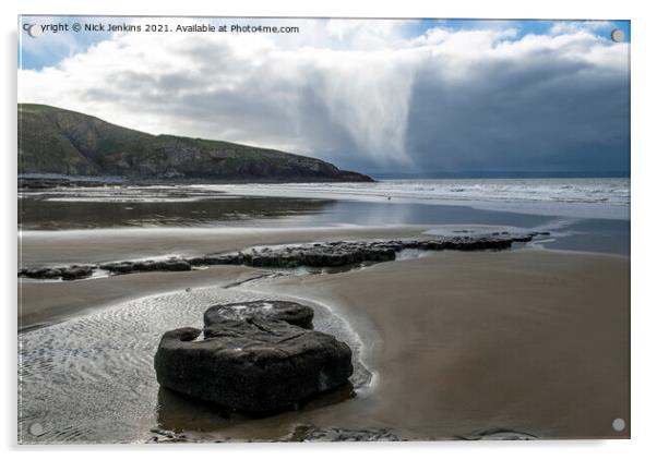 Dunraven Bay on a Cold October Morning  Acrylic by Nick Jenkins
