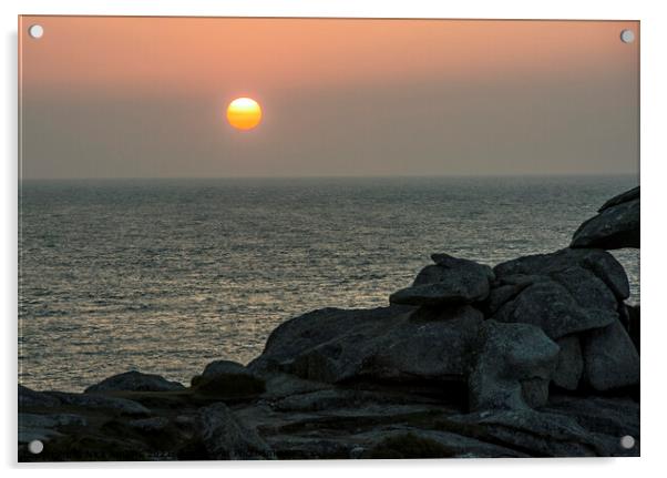 Sunrise off Peninnis Headland St Marys Scillies Acrylic by Nick Jenkins
