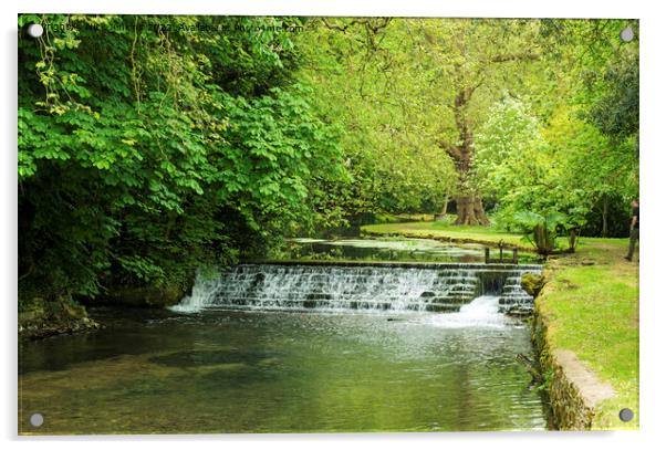 River Eye Running Through Lower Slaughter in the Cotswolds Acrylic by Nick Jenkins