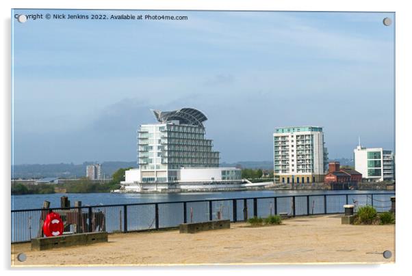 Cardiff Bay showing Hotel and Apartments Acrylic by Nick Jenkins