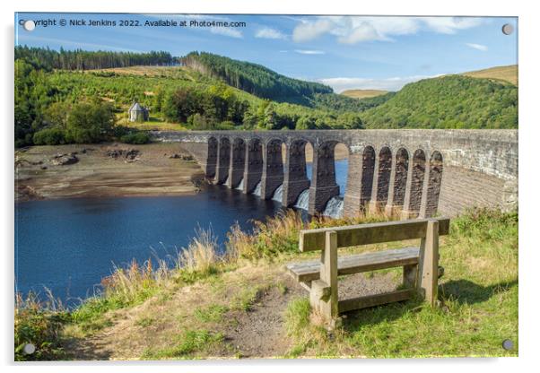 Garreg Ddu Dam and a Scarcity of Water Mid Wales Acrylic by Nick Jenkins