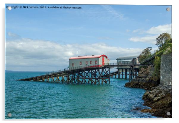 Old and New Lifeboat Stations Tenby  Acrylic by Nick Jenkins