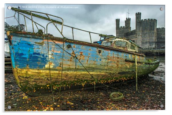 Old Boat Moored at Caernarfon  Acrylic by Nick Jenkins