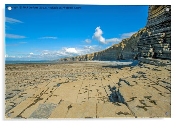 Cliffs from Nash Point to Monknash Glamorgan Coast Acrylic by Nick Jenkins