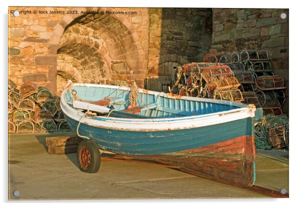 Fishing Boat and Limekilns at Beadnell Harbour Northumberland Acrylic by Nick Jenkins