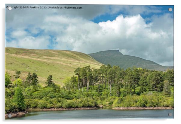 Pen y Fan and Reservoir Brecon Beacons in May  Acrylic by Nick Jenkins
