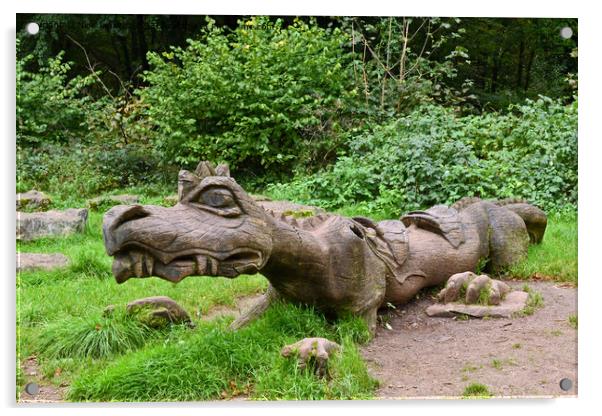 A Dinosaur Guarding the woods of Fforest Fawr near Cardiff  Acrylic by Nick Jenkins