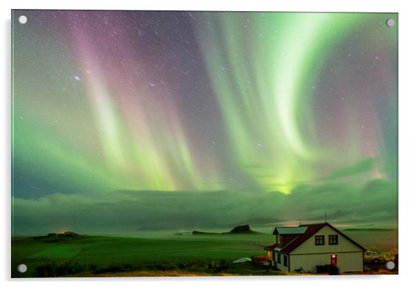 Aurora over Iceland on the Icelandic south coast  Acrylic by Nick Jenkins