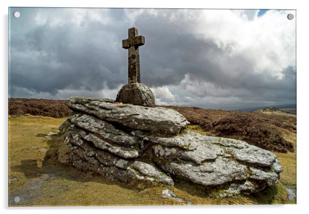 Family Memorial Cross Babeny Dartmoor Acrylic by Nick Jenkins