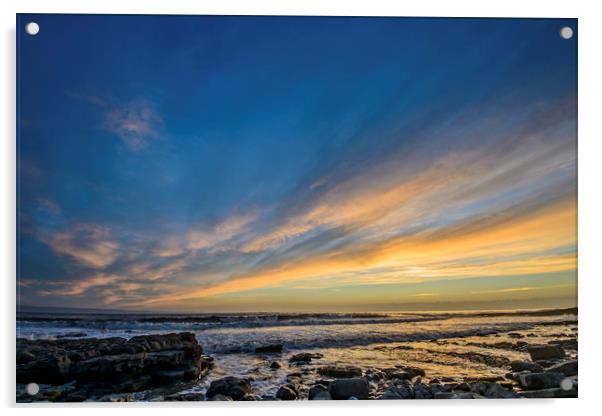 Evening Sky Nash Point Glamorgan Heritage Coast Acrylic by Nick Jenkins