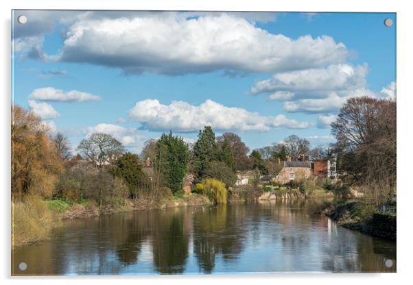 River Wye Hereford in Spring with trees and clouds Acrylic by Nick Jenkins