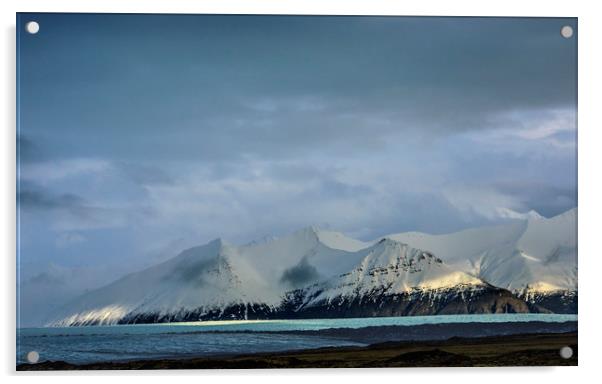 Snow Covered Mountains Iceland Acrylic by Nick Jenkins