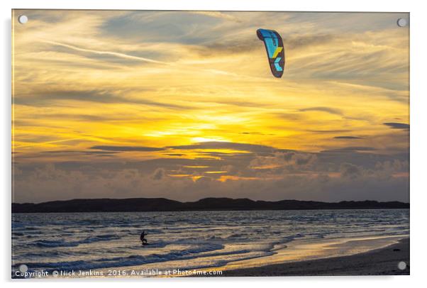 Kite Surfing at Newborough Warren on Anglesey Acrylic by Nick Jenkins