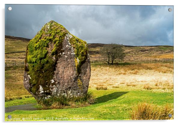 Maen Llia Standing Stone and tree  Brecon Beacons Acrylic by Nick Jenkins