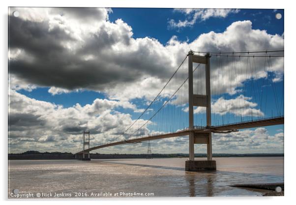 The Old Severn Bridge Chepstow to Aust  Acrylic by Nick Jenkins