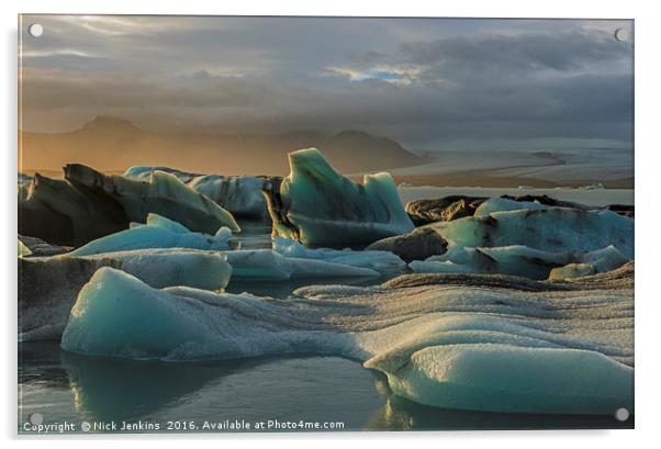 Jökulsárlón Glacial Lake in southern Iceland  Acrylic by Nick Jenkins