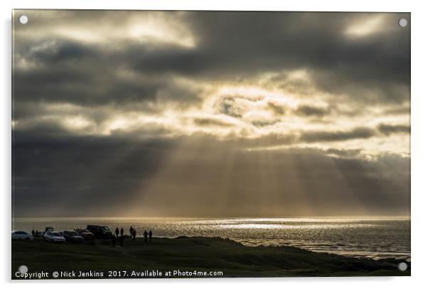 Sunbeams over the Bristol Channel Ogmore by Sea  Acrylic by Nick Jenkins