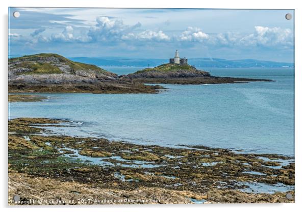 Mumbles Lighthouse Across Bracelet Bay Acrylic by Nick Jenkins
