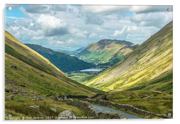 Looking Down Kirkstone Pass to Place Fell Lake Dis Acrylic by Nick Jenkins