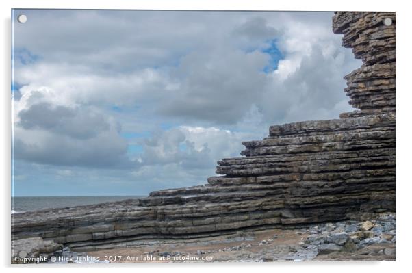 Rocks at Nash Point Beach Glamorgan Heritage Coast Acrylic by Nick Jenkins