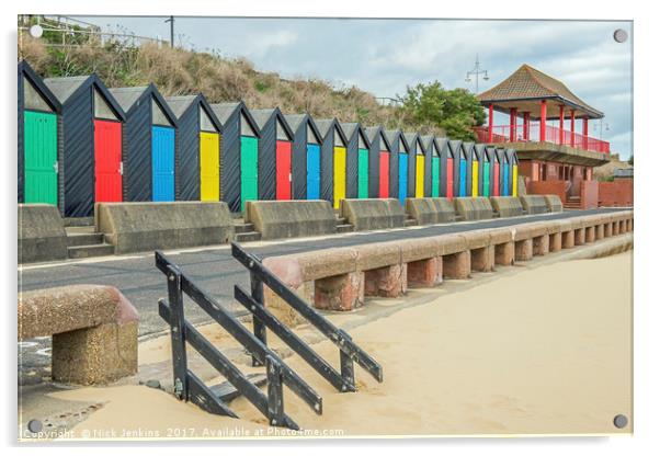 Beach Huts along Lowestoft Beach Acrylic by Nick Jenkins