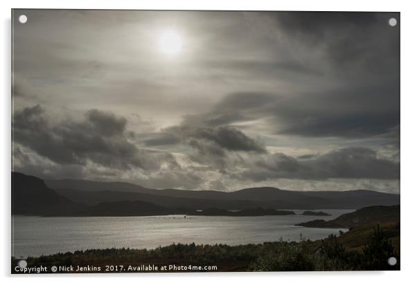 Across Loch Torridon from above Inveralligin  Acrylic by Nick Jenkins