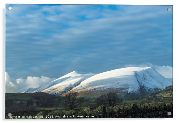 Skiddaw in Winter Lake District National Park  Acrylic by Nick Jenkins