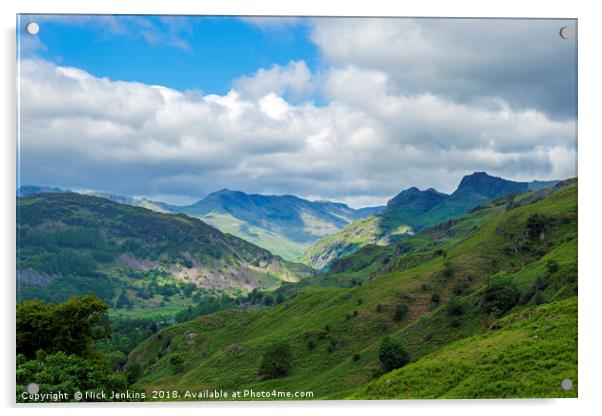 The Great Langdale Valley and Langdale Pikes Acrylic by Nick Jenkins