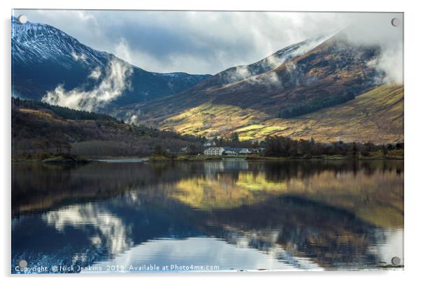 Reflections Loch Leven opposite Glencoe Scotland Acrylic by Nick Jenkins