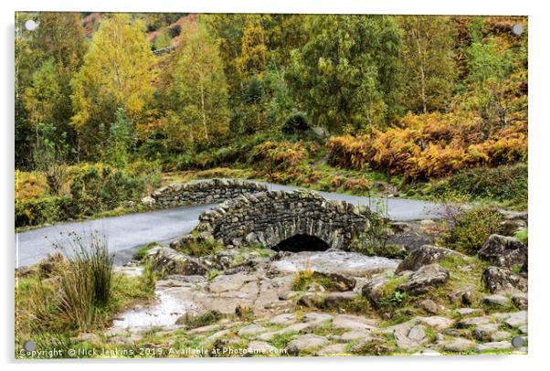Ashness Bridge in Autumn Lake District Cumbria Acrylic by Nick Jenkins