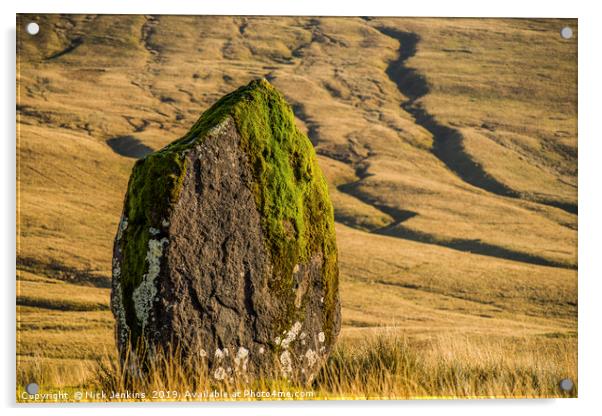 Maen Llia Standing Stone Fforest Dawr Brecon Beaco Acrylic by Nick Jenkins