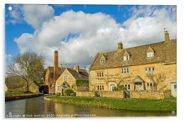 The Old Mill and Cottages Lower Slaughter Acrylic by Nick Jenkins